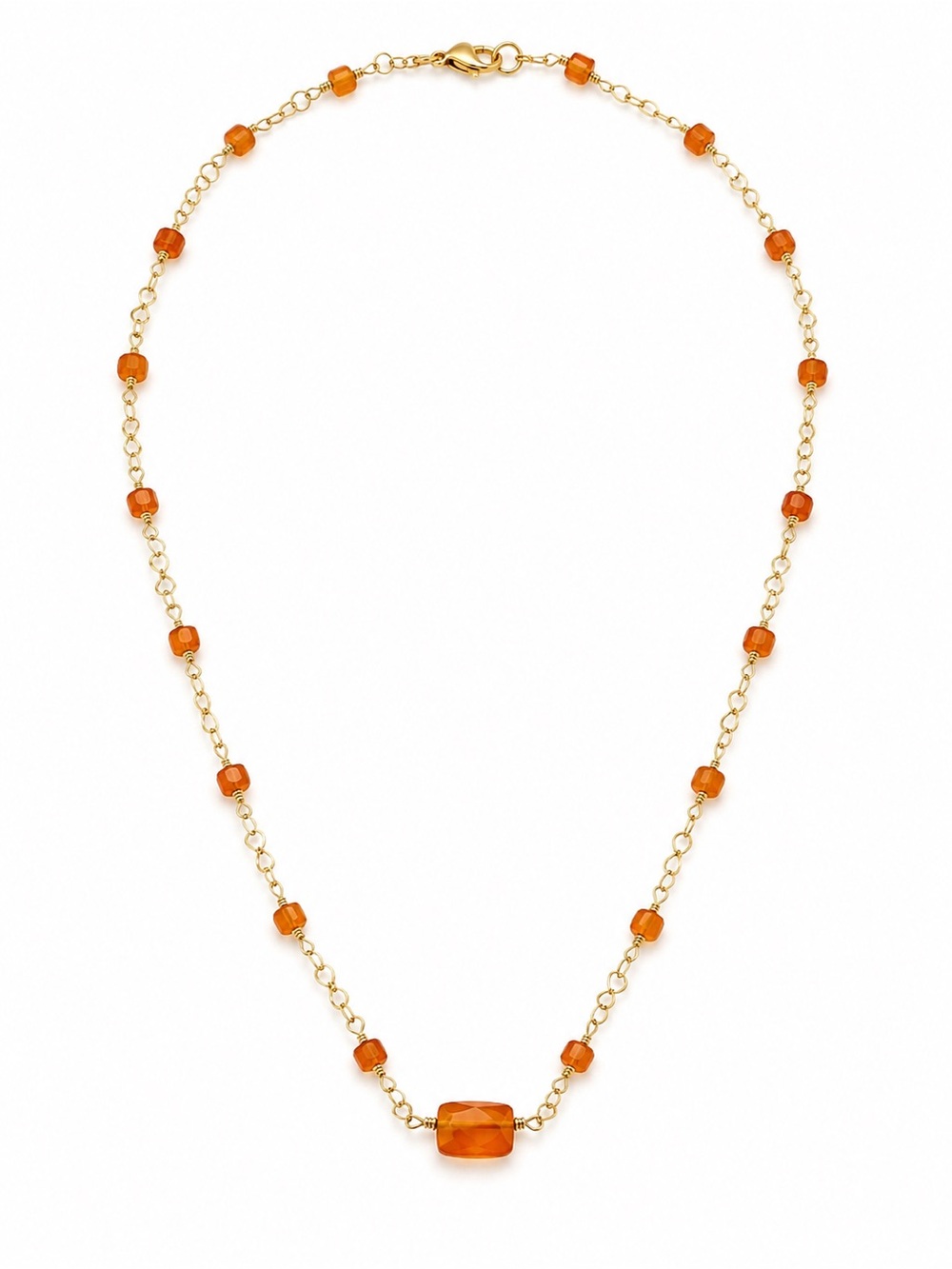 Carnelian Stationary Gold Filled Necklace (ALN10)